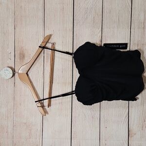 NWT Madden Girl Black Cami Bralette Mesh Blouse XL